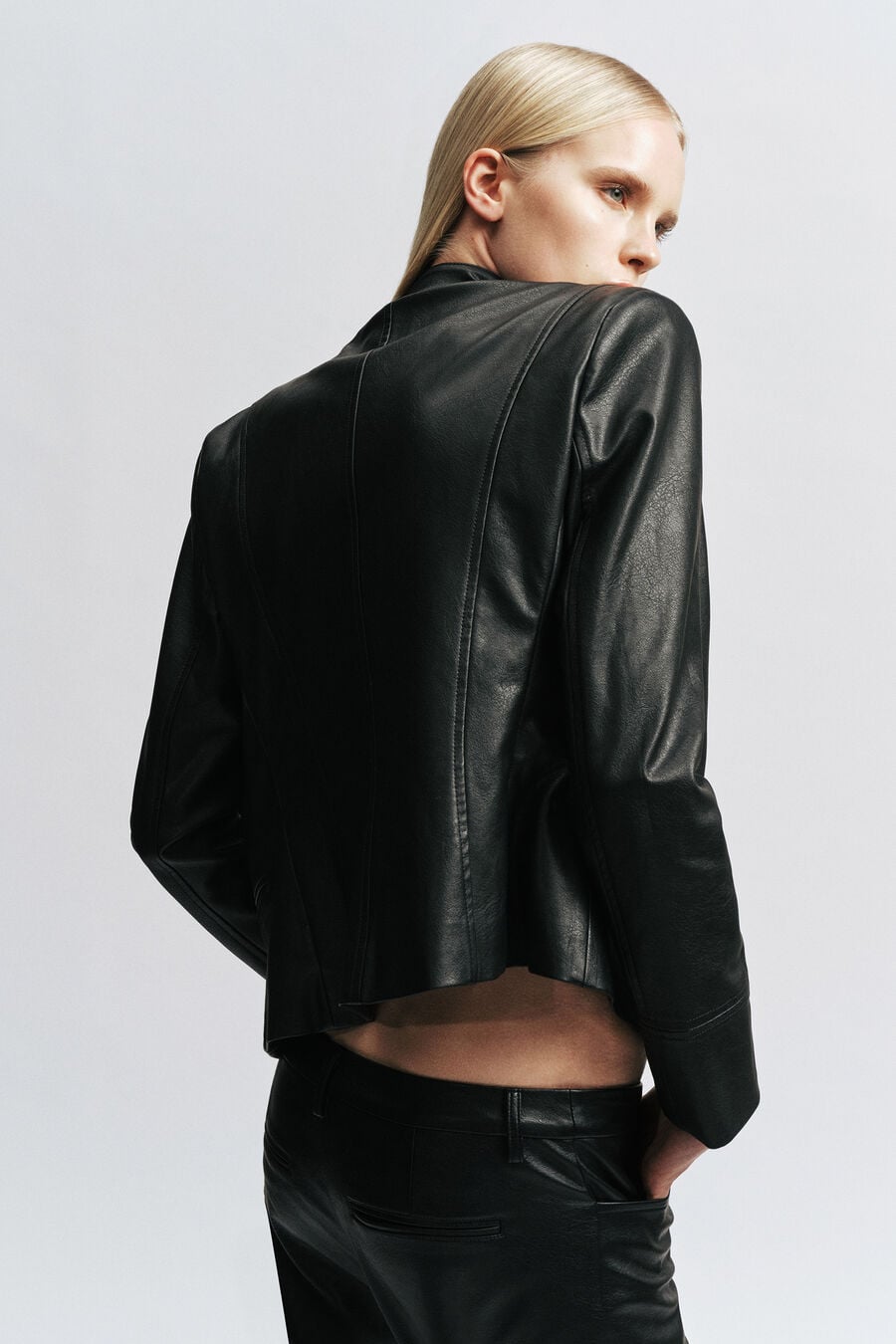 MARCELLA VEGAN LEATHER JACKET in colour Black