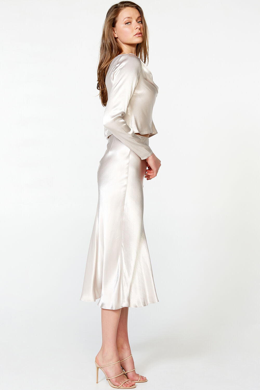 MIDI SLIP SKIRT in colour RAINY DAY