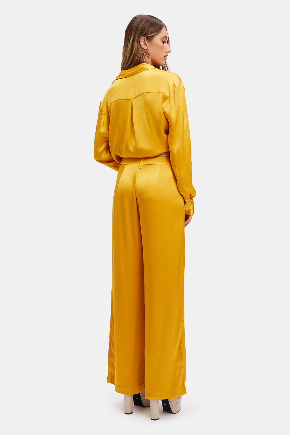 LENA PIN TUCK PANT in colour PALE MARIGOLD