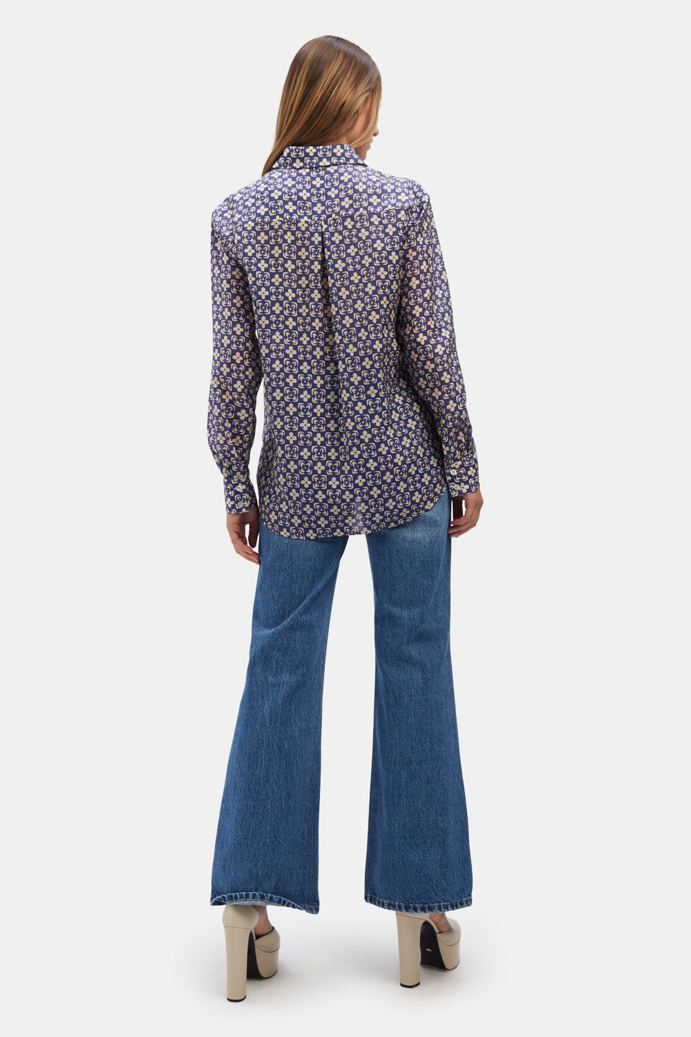 CLASSIC PRINTED COLLAR SHIRT in colour DRESS BLUES
