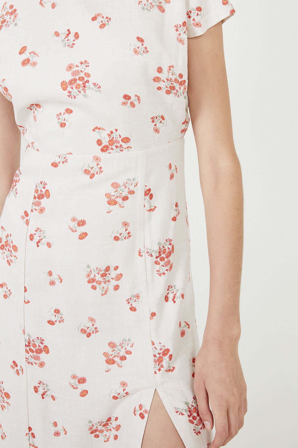 THE FLORAL MIDI DRESS in colour PEARLED IVORY