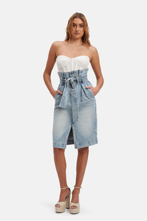 VANITY PAPERBAG SKIRT in colour MIDNIGHT NAVY