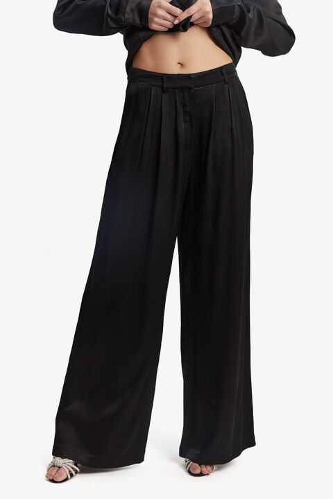LENA PIN TUCK PANT in colour CAVIAR