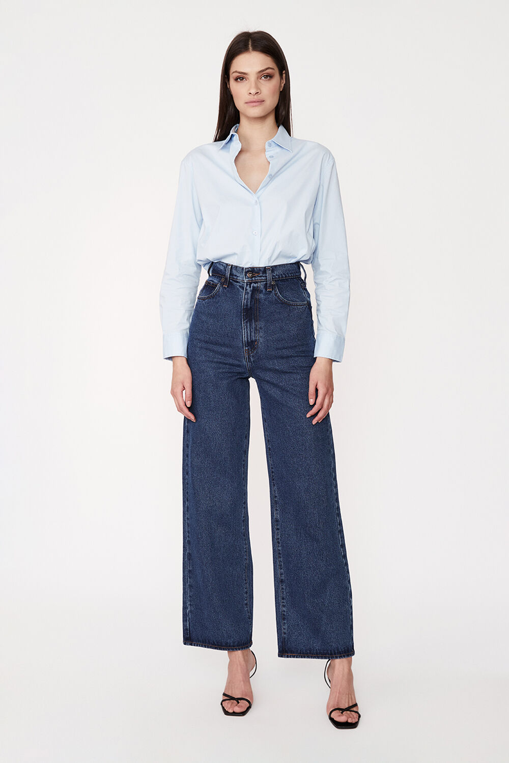Cindy Wide Full Leg Jean in Indigo | Bardot