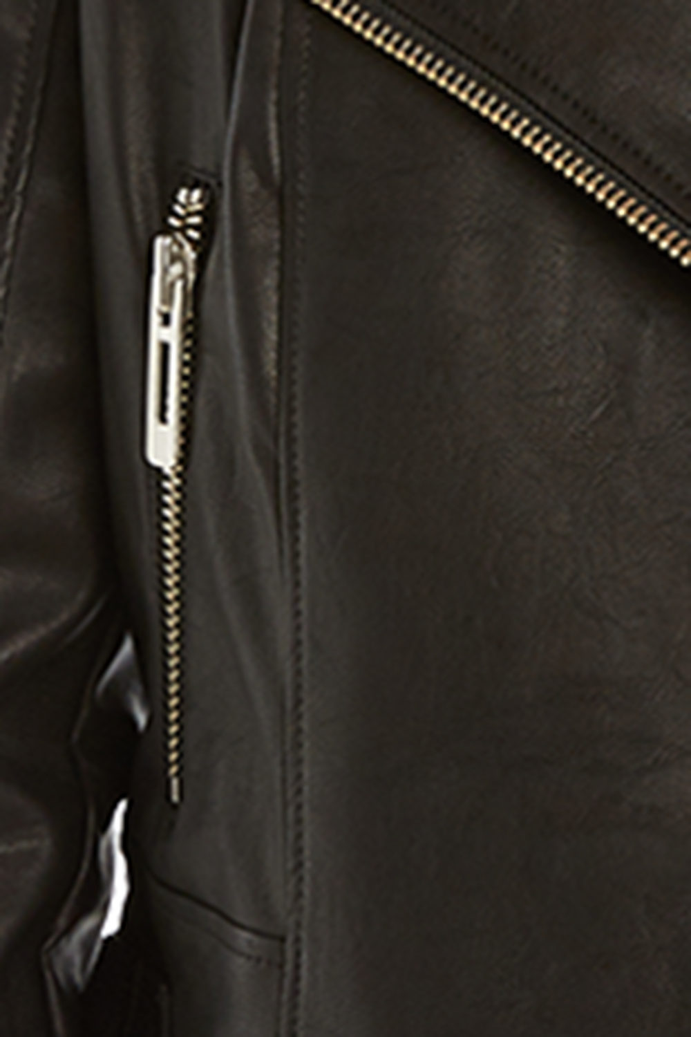 KORA VEGAN LEATHER BIKER JACKET in colour CAVIAR