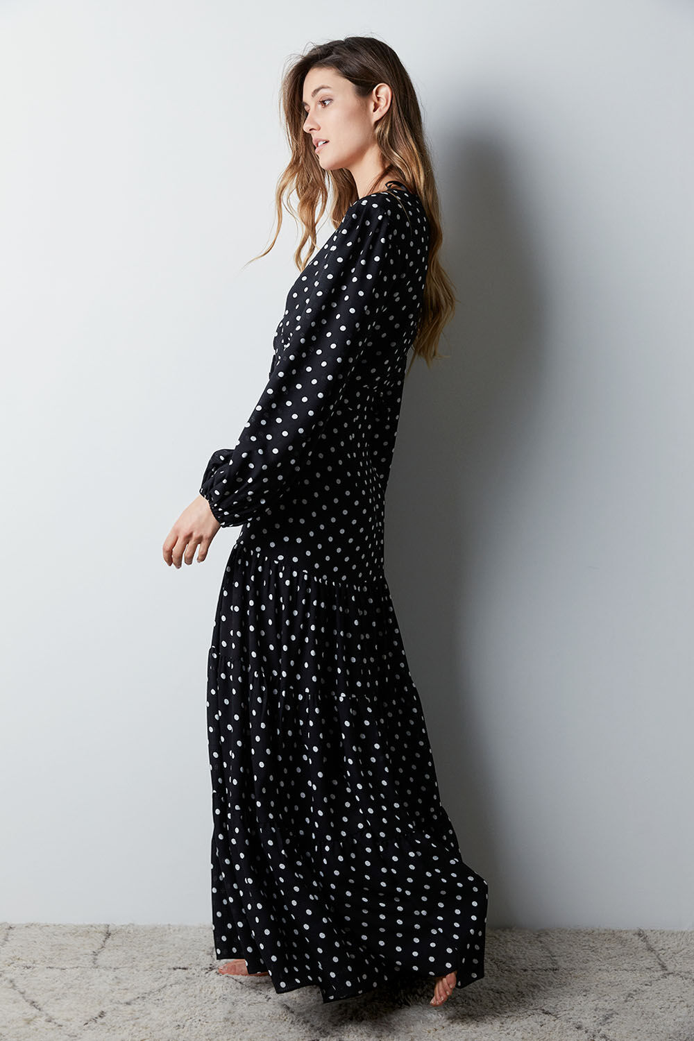 Black spot maxi dress