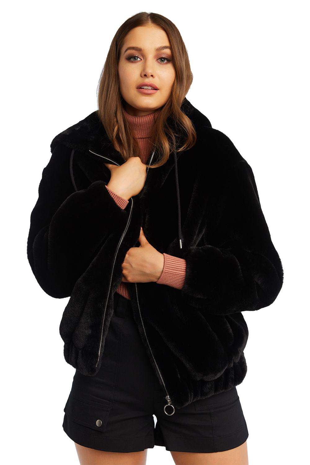 Gigi Zip Faux Fur Jacket Ladies Clothing & Jackets & Coats Bardot