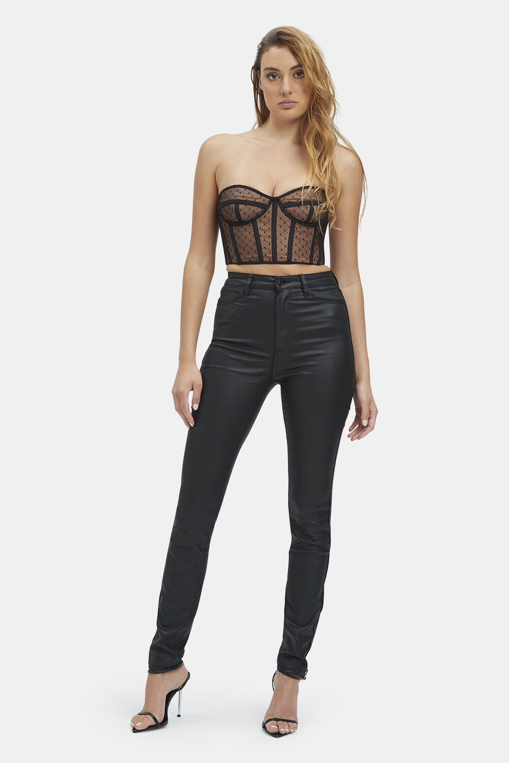SPOT MESH BUSTIER in colour CLOUD DANCER