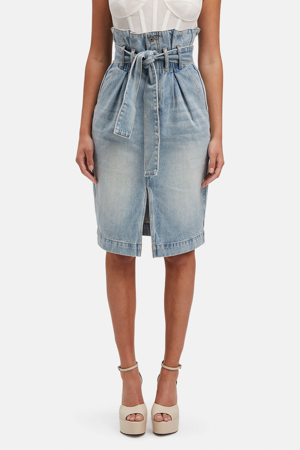 VANITY PAPERBAG SKIRT in colour MIDNIGHT NAVY
