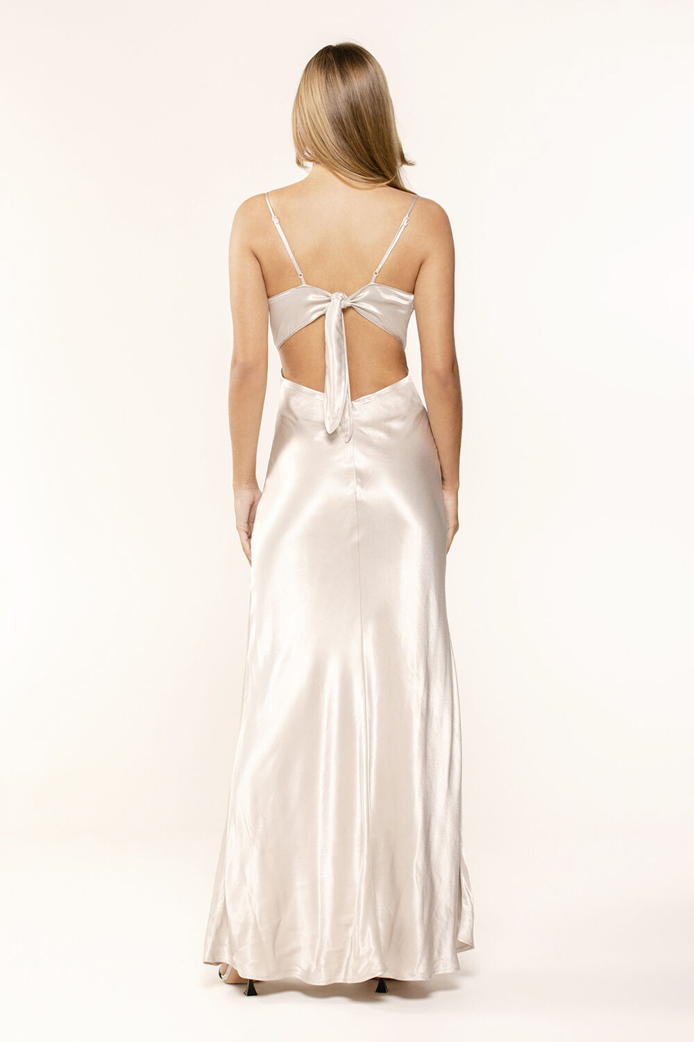 Karlotta Slip Dress in Silver | Bardot