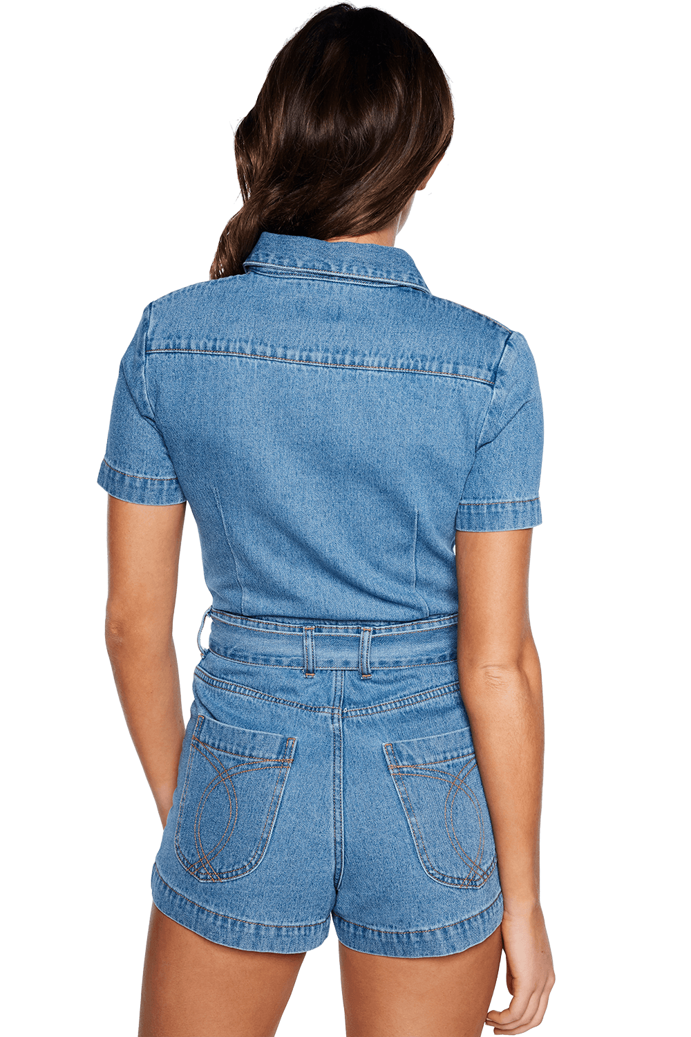 bardot denim zip romper