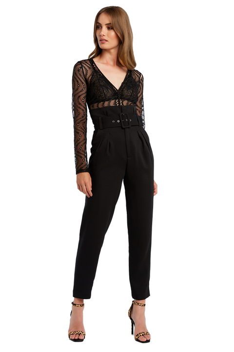 WAVE MESH BODYSUIT in colour CAVIAR