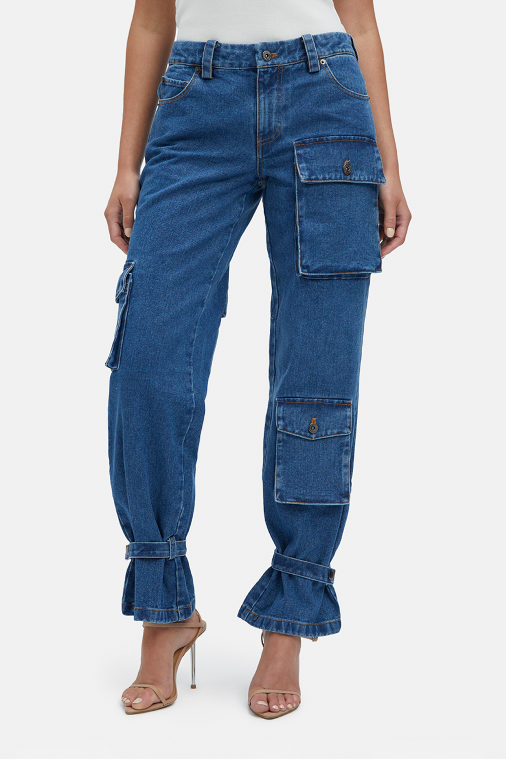 Denim cargo capris hotsell