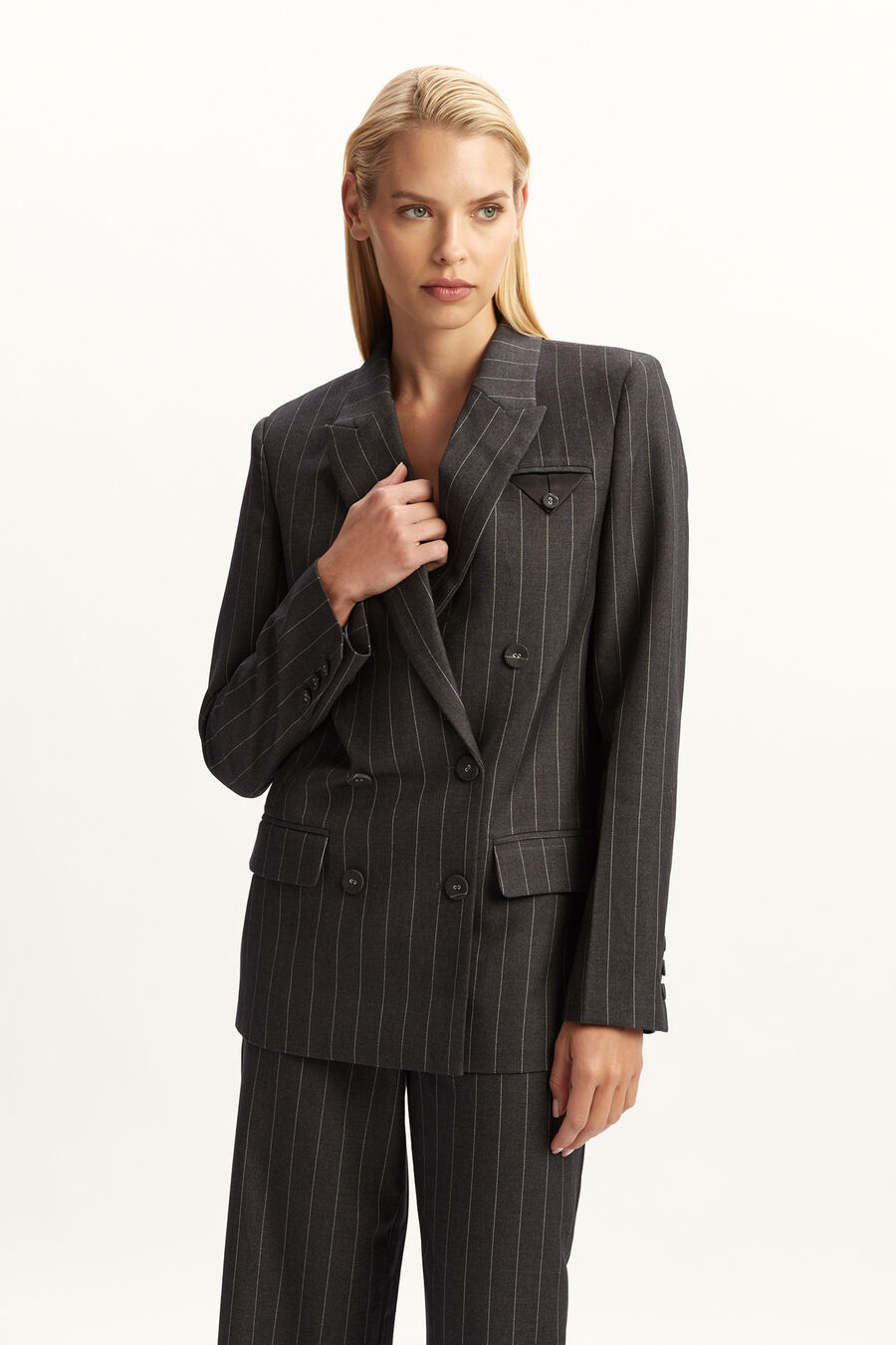 SLOANE PIN STRIPE BLAZER in colour GREY STRIP