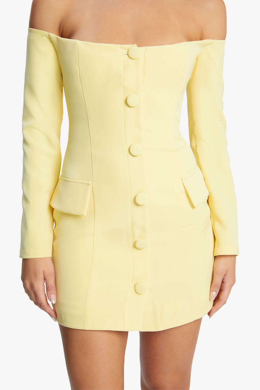 IRIA BUTTON UP MINI DRESS in colour Canary Yellow