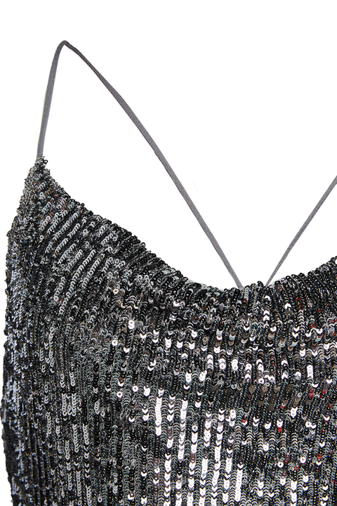SEQUIN SLIP DRESS in colour GLACIER GRAY