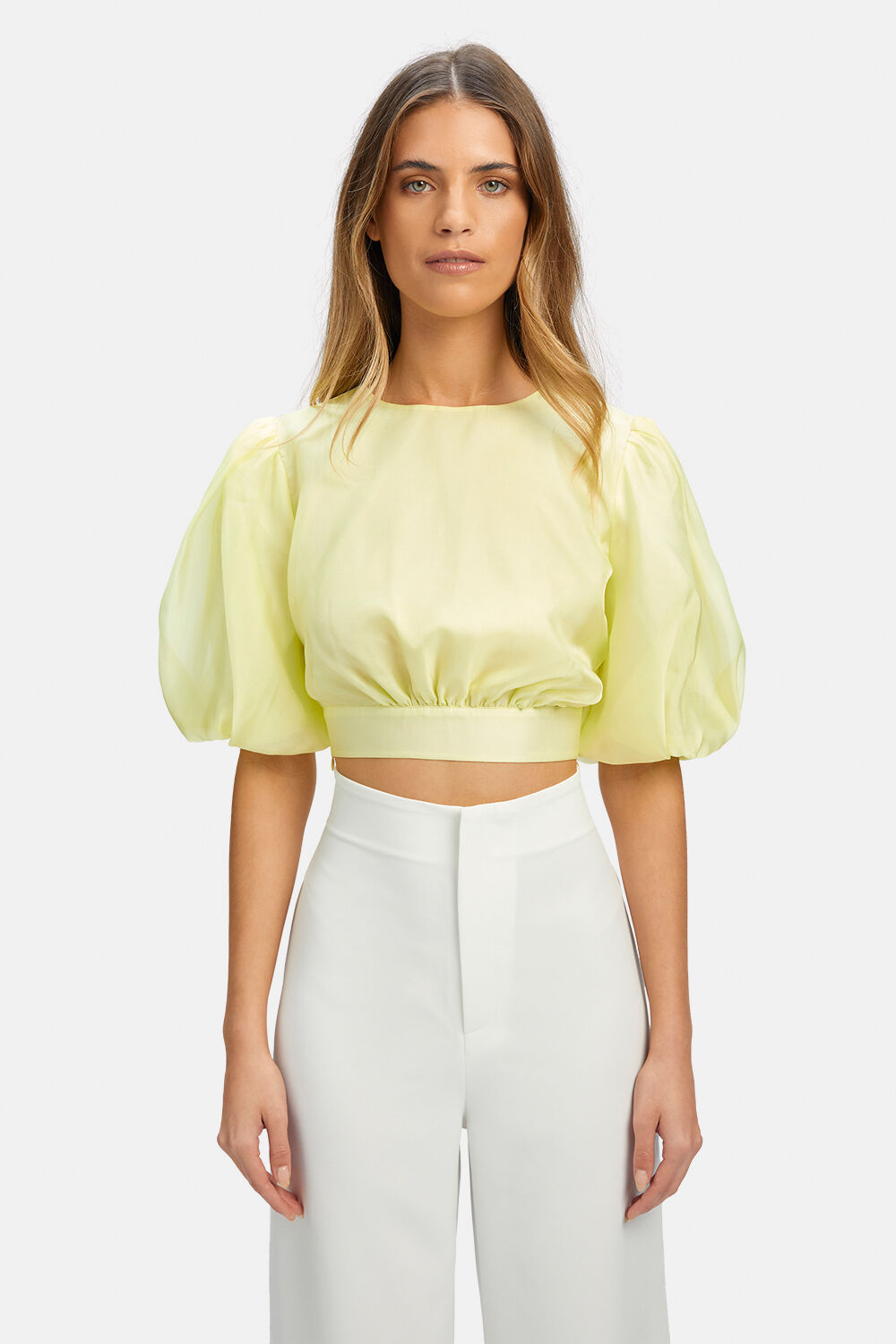 ENYA ORGANZA TOP in colour BUTTERCUP