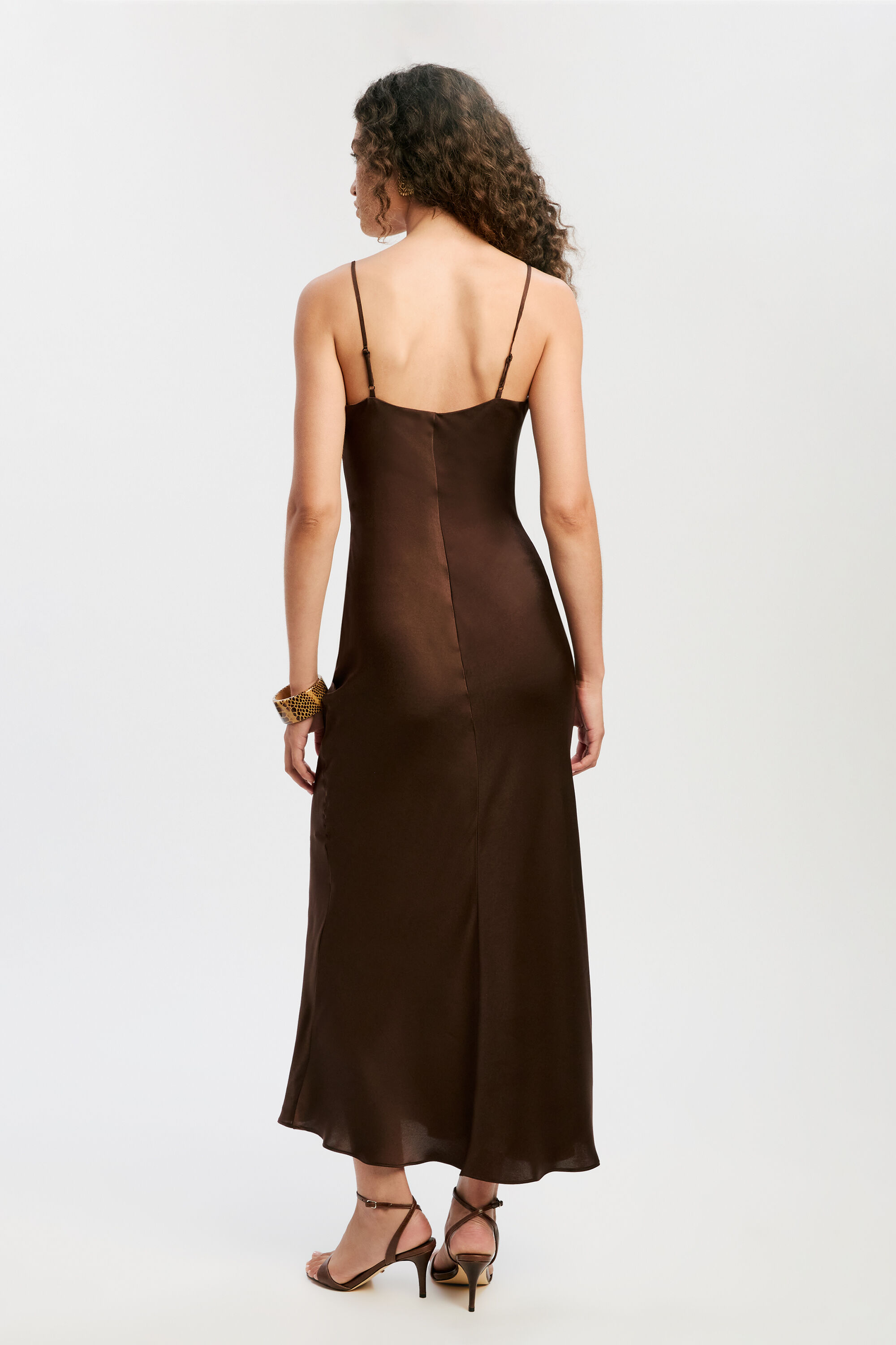 Marlo Satin Slip Dress In Dark Chocolate | Bardot Marlo Satin Slip Dress In Dark Chocolate | Bardot