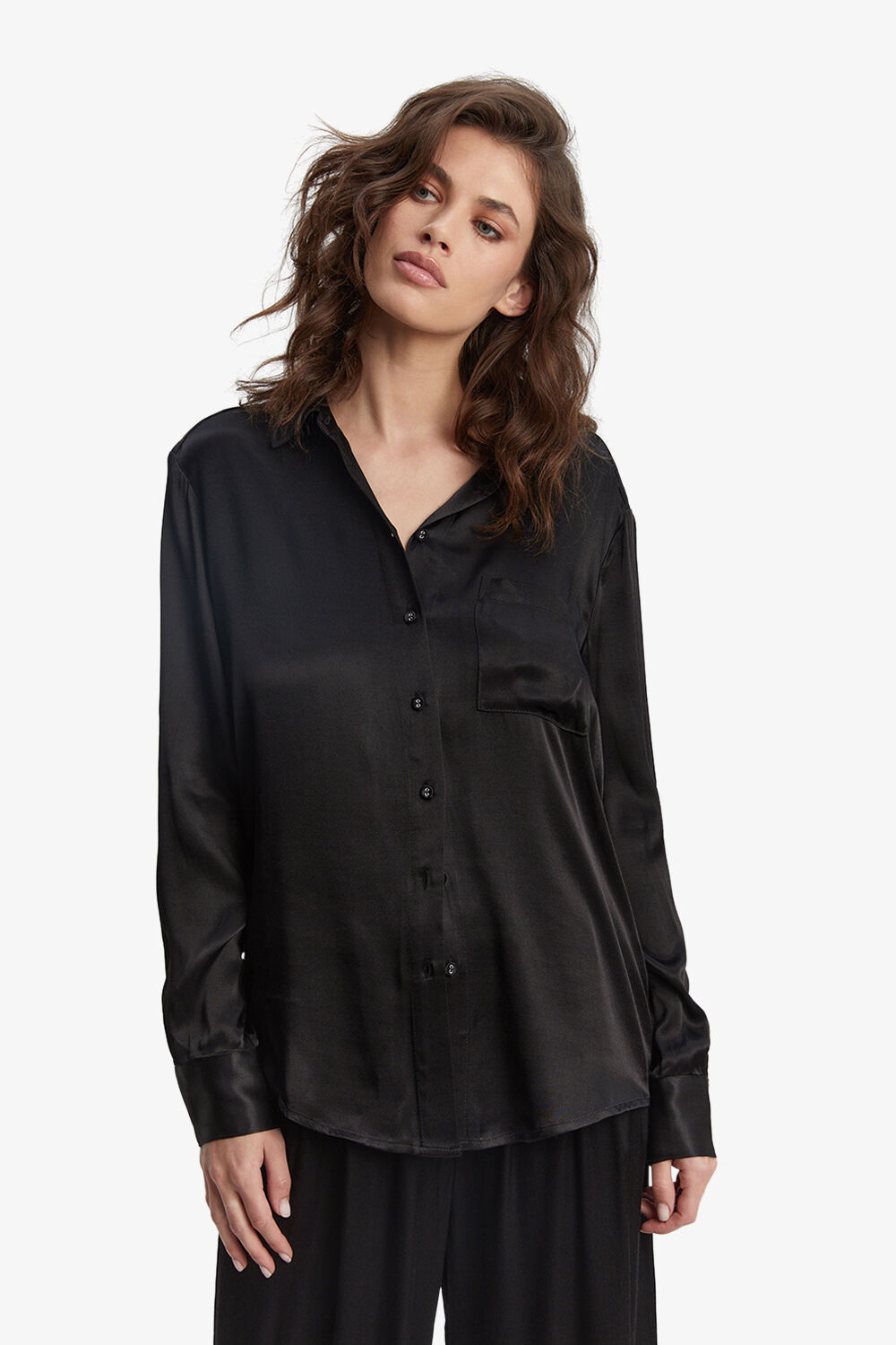 black satin shirt ladies