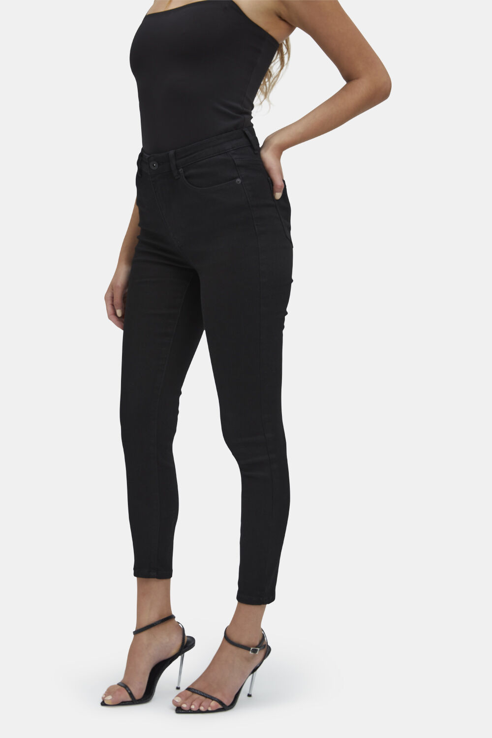 KHLOE HI CROP JEAN in colour CAVIAR