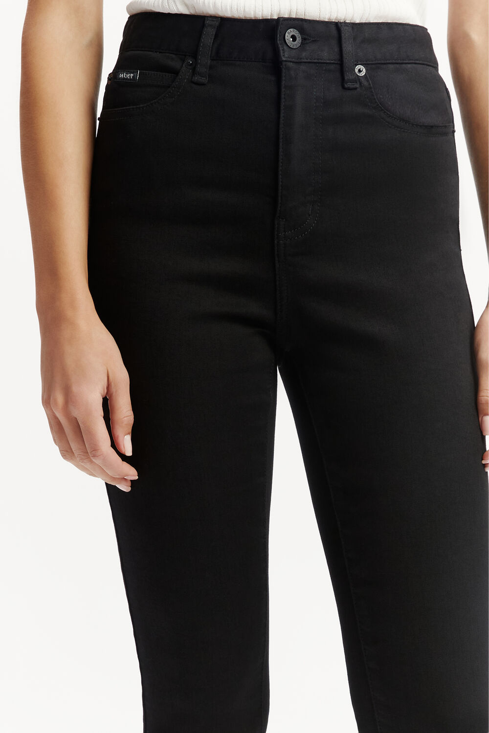 KHLOE HI CROP JEAN IN BLACK in colour CAVIAR