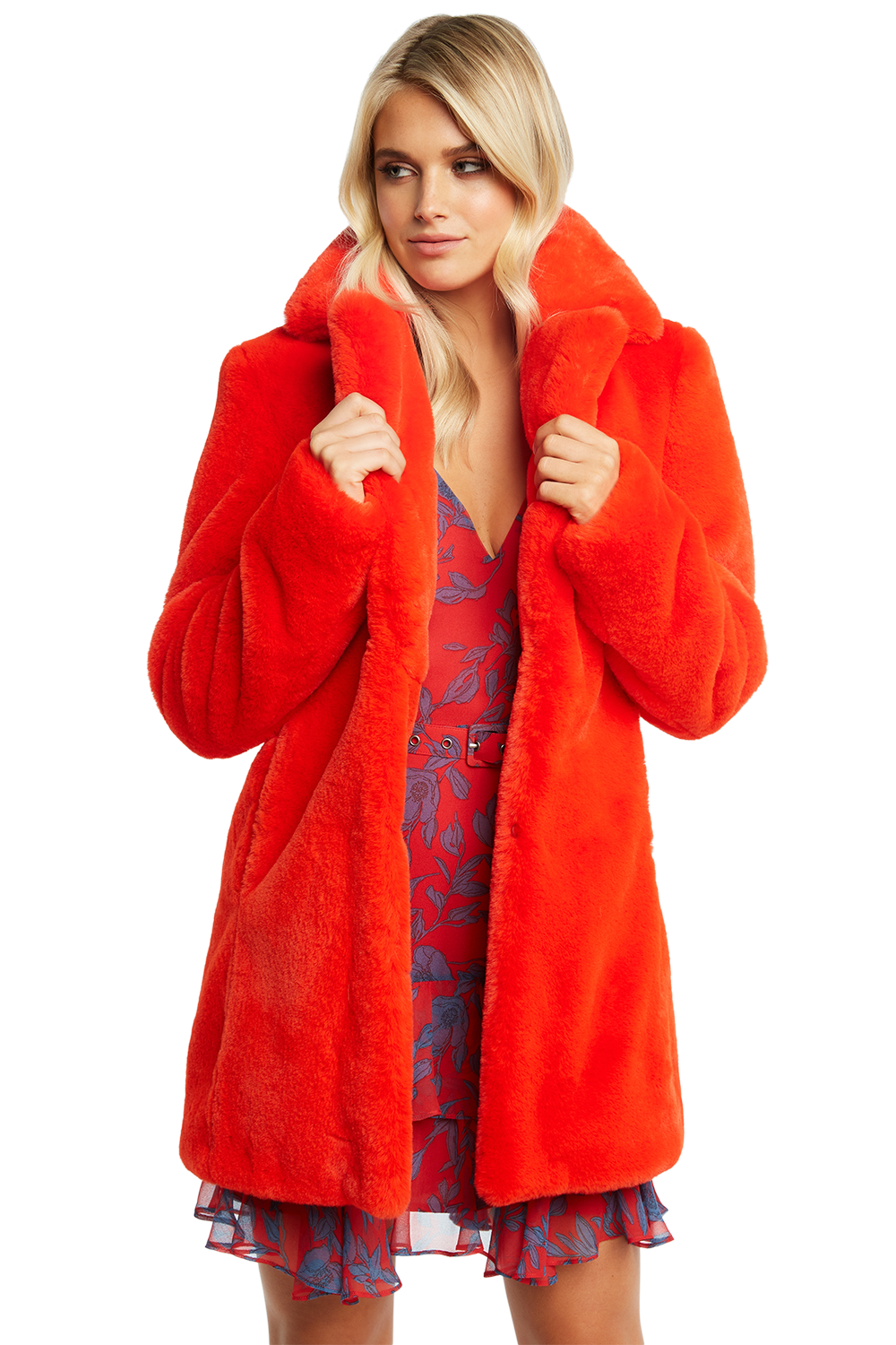 red fur faux jacket
