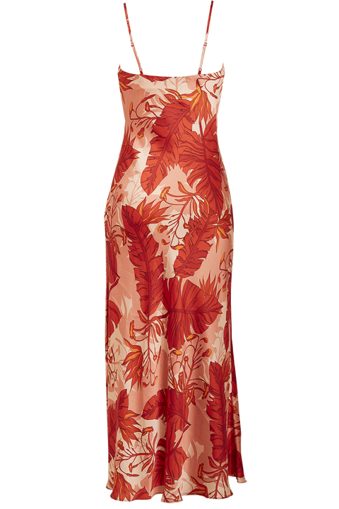 TROPICAL SLIP DRESS in colour MINERAL RED