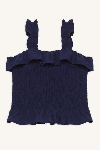 LOUIS SHIRRED TOP in colour PATRIOT BLUE