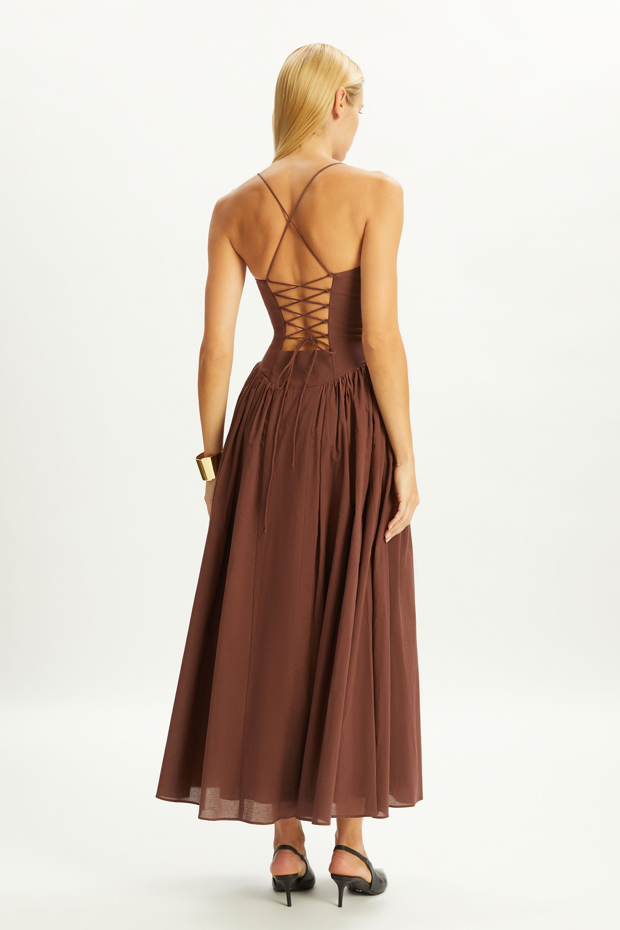 sachin and babi light blue dress Shop Solid Chocolate Brown Maxi Dress for womens in the USA main image 1