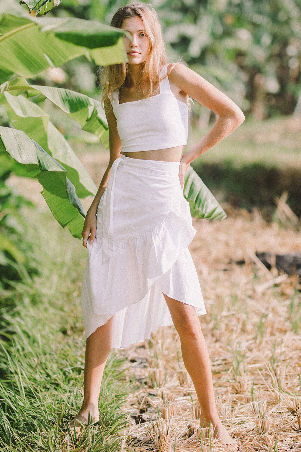 white midi skirt bardot
