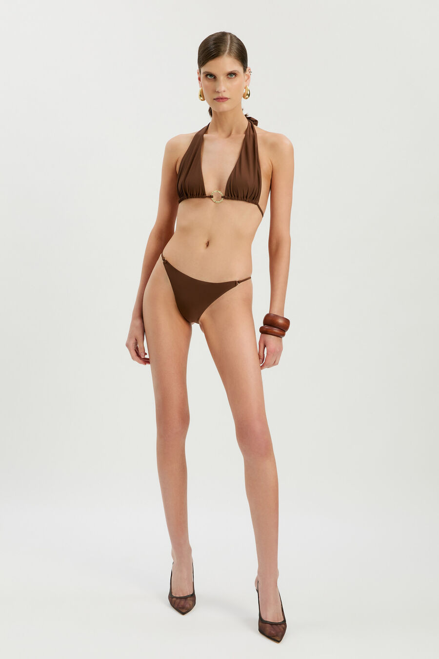 VEYDA RING DETAIL BOTTOMS in colour CHOCOLATE