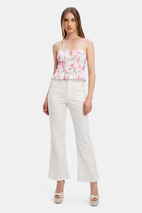 MICAELA FLORAL TOP in colour ROSEWATER