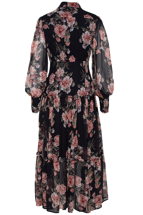 NAVY FLORAL DRESS in colour ESTATE BLUE