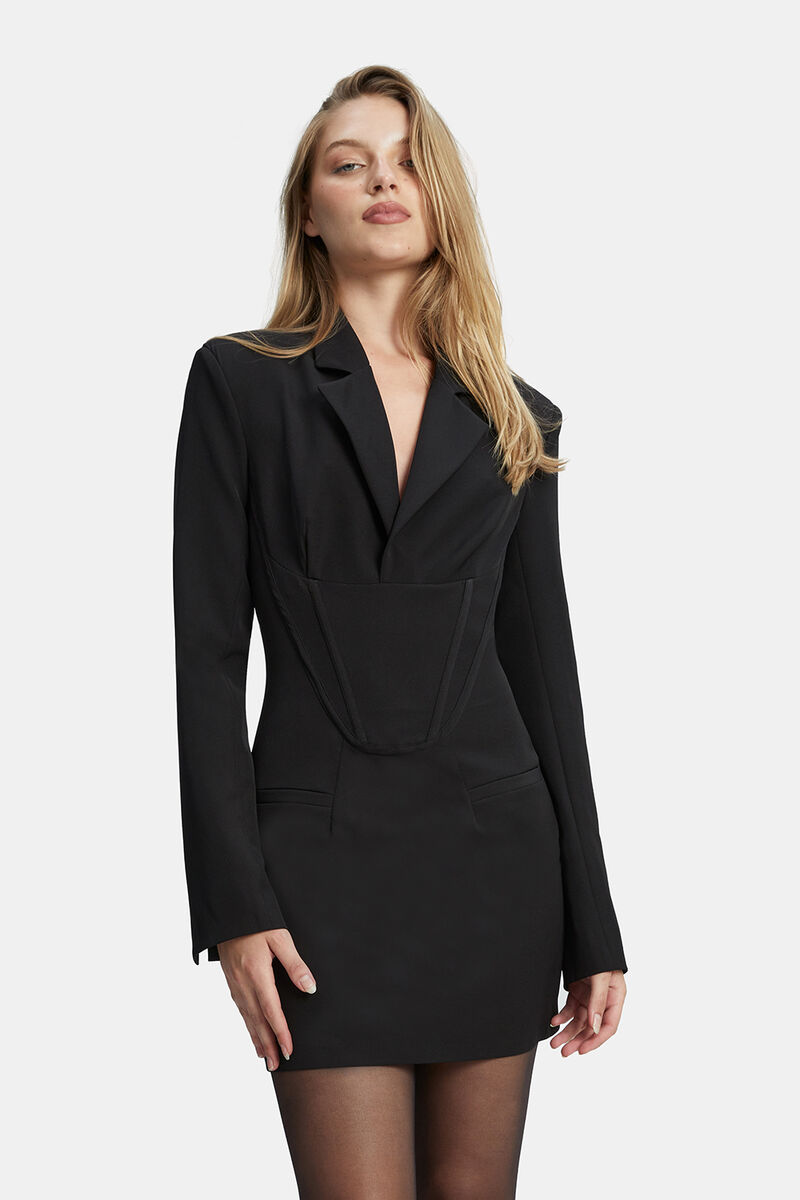 Mona Blazer Mini Dress In Black | Bardot