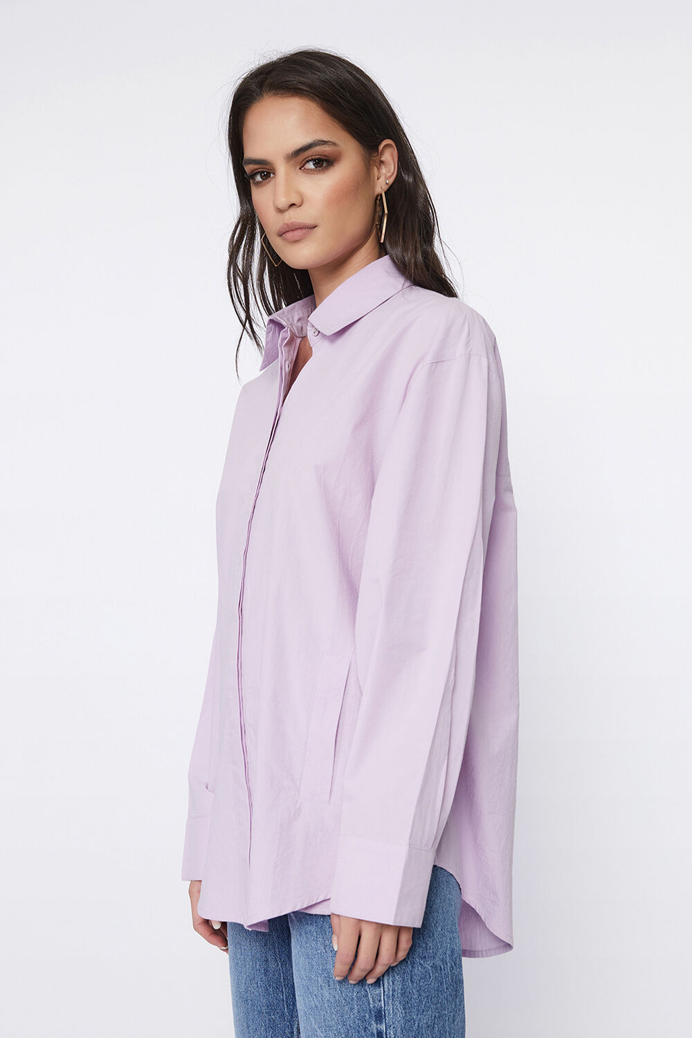 ALYSSA BOYFRIEND SHIRT in colour LILAC CHIFFON