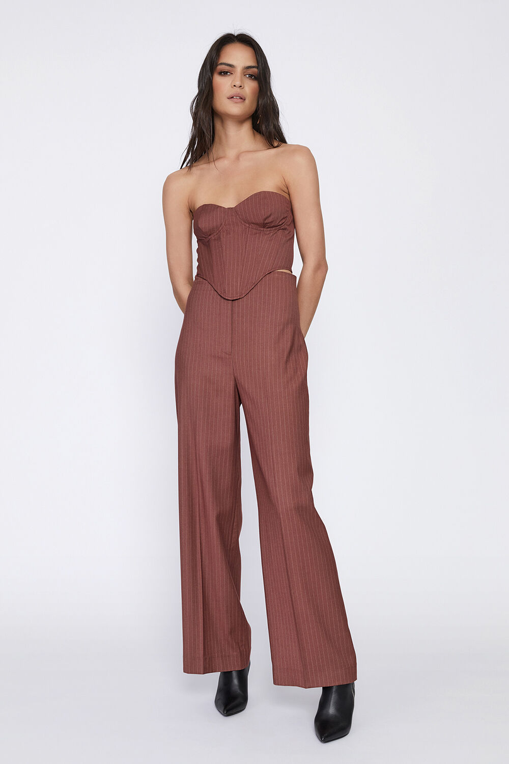 PIN STRIPE BUSTIER in colour CHESTNUT STRIPE