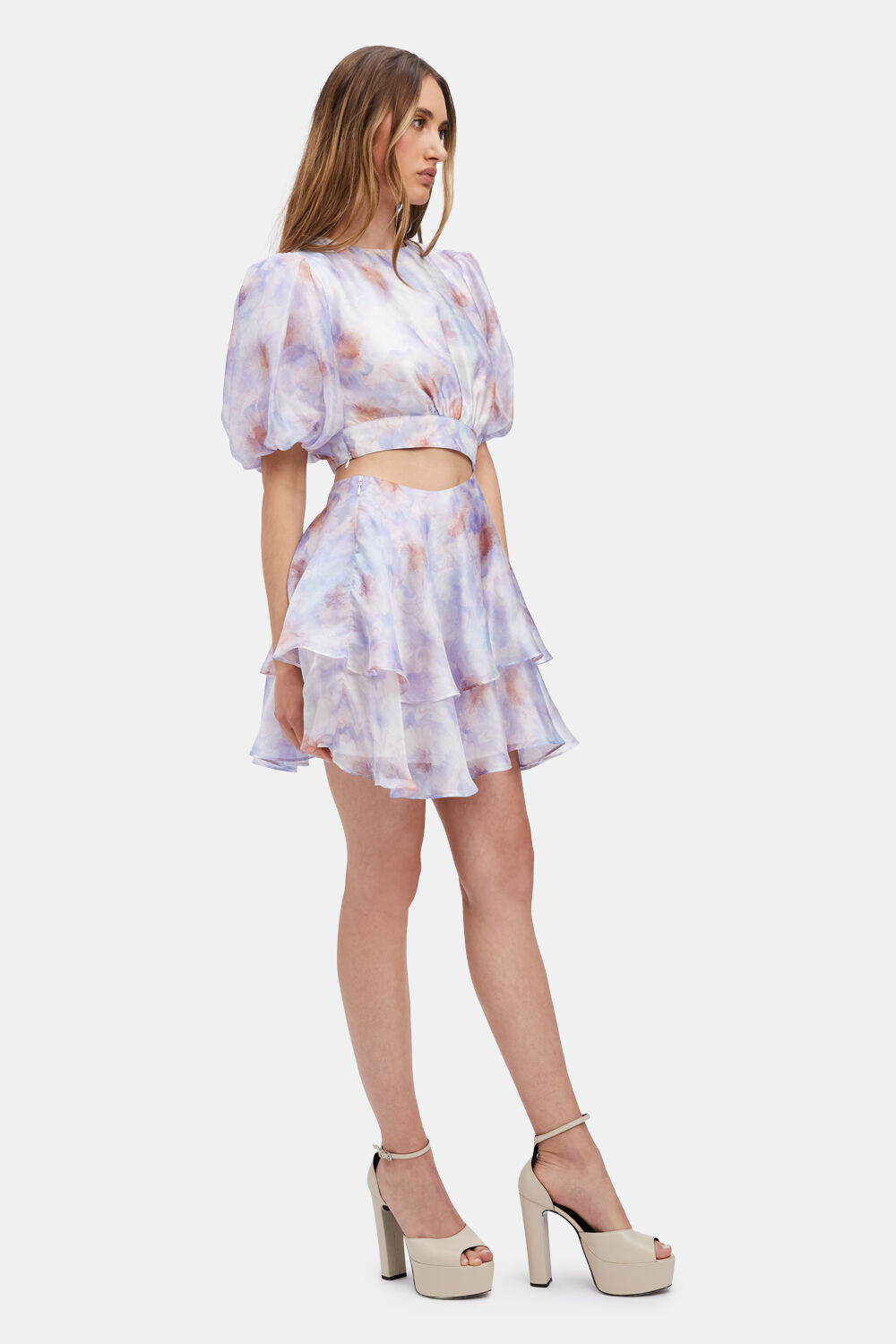 MAIA FLORAL MINI DRESS in colour FAIR ORCHID