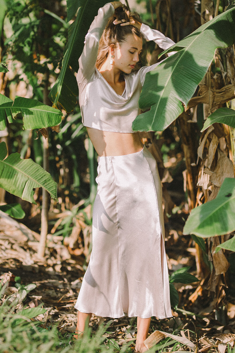 MIDI SLIP SKIRT in colour RAINY DAY