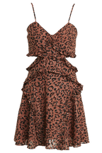 LEOPARD FRILL DRESS in colour COPPER COIN