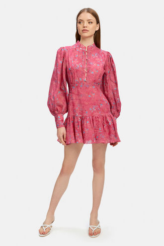 NESSA FLORAL MINI DRESS in colour JET BLACK