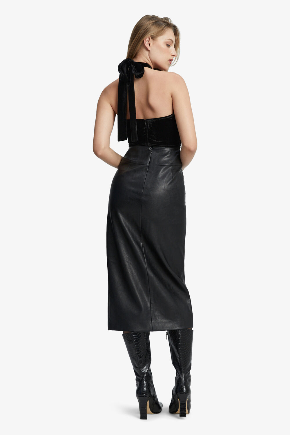 INARA VELOUR BODYSUIT in colour CAVIAR