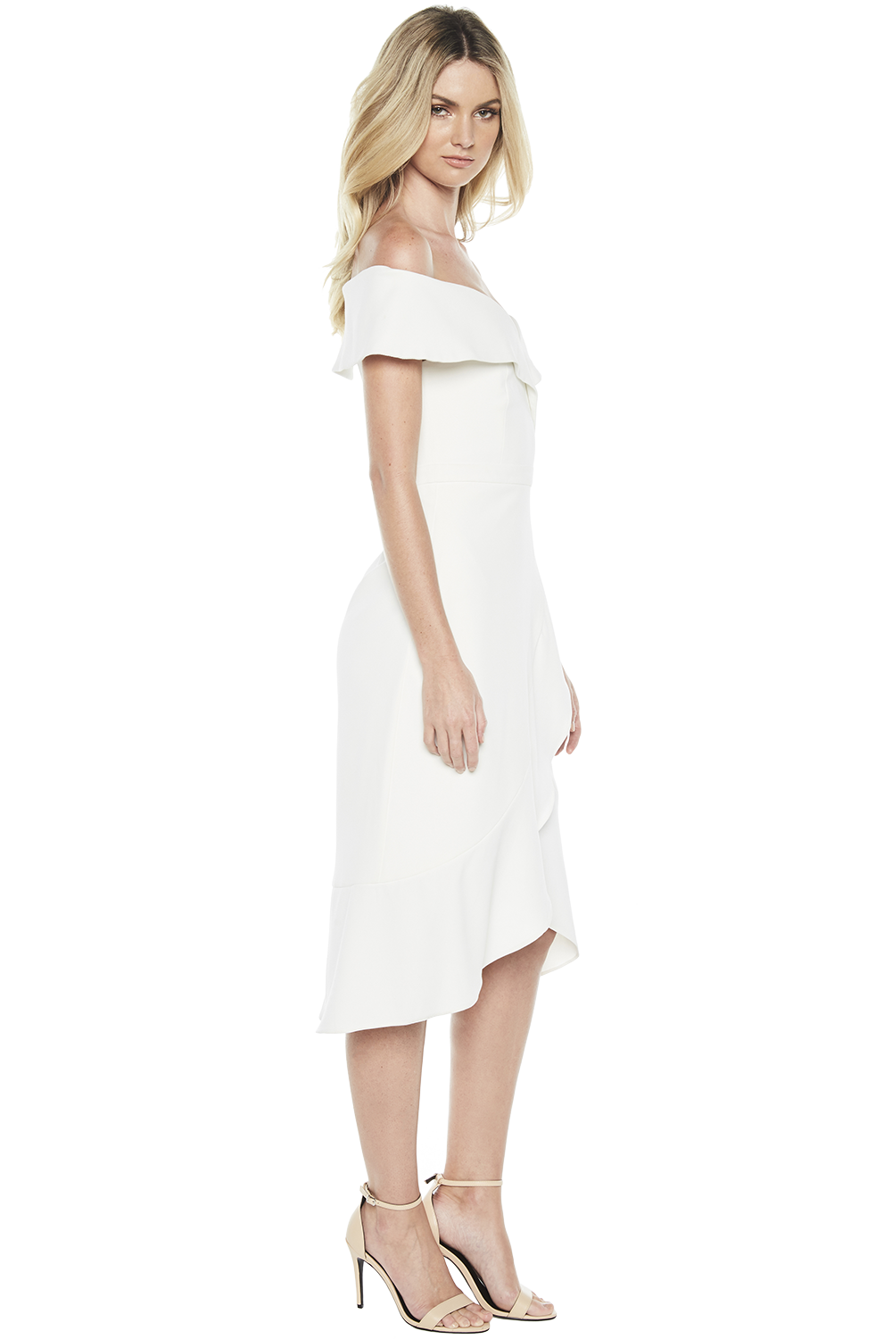 Bella Flute Dress in Ivory Bardot