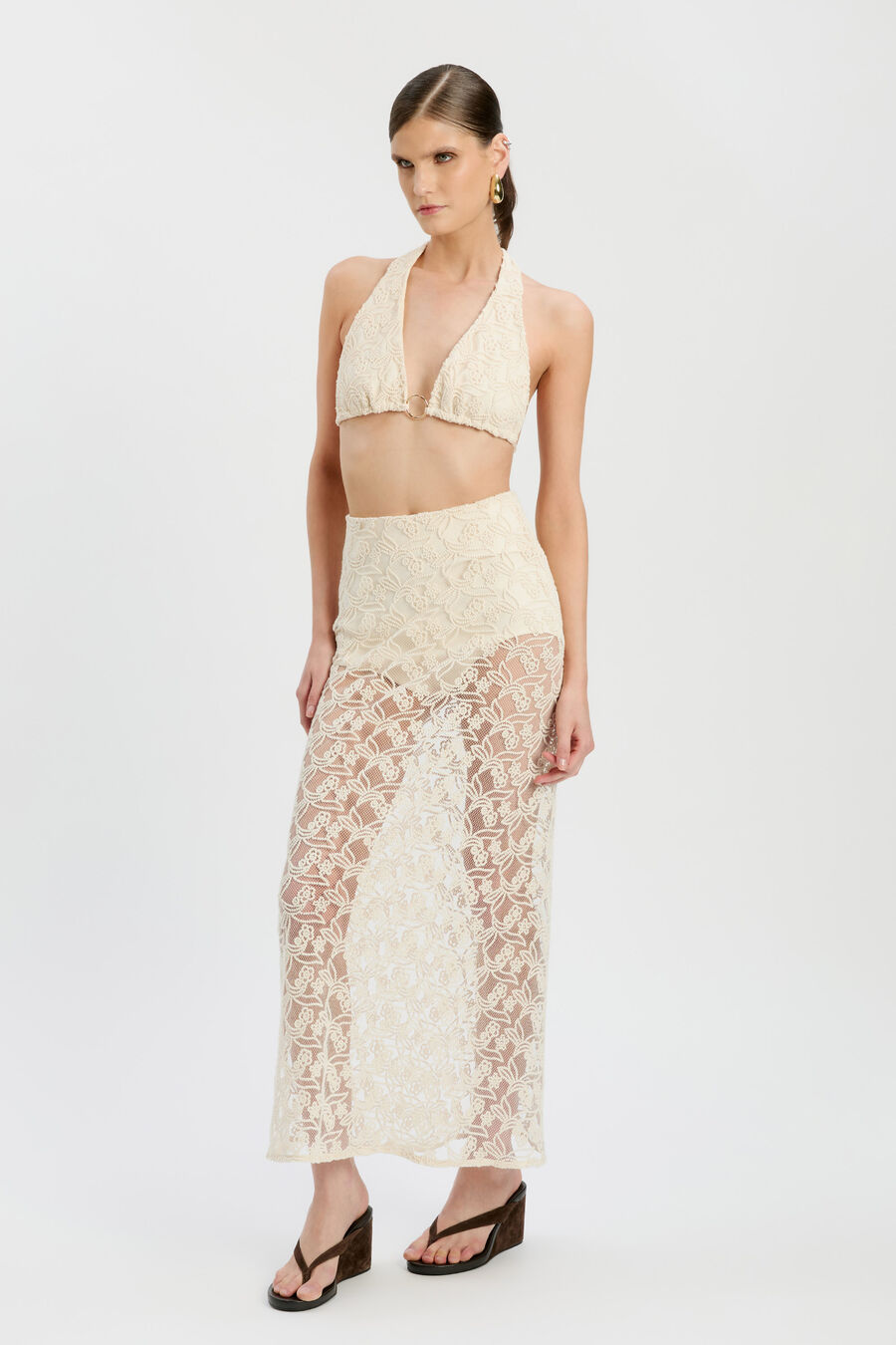 VENETIA HALTER BRALETTE in colour Light Beige