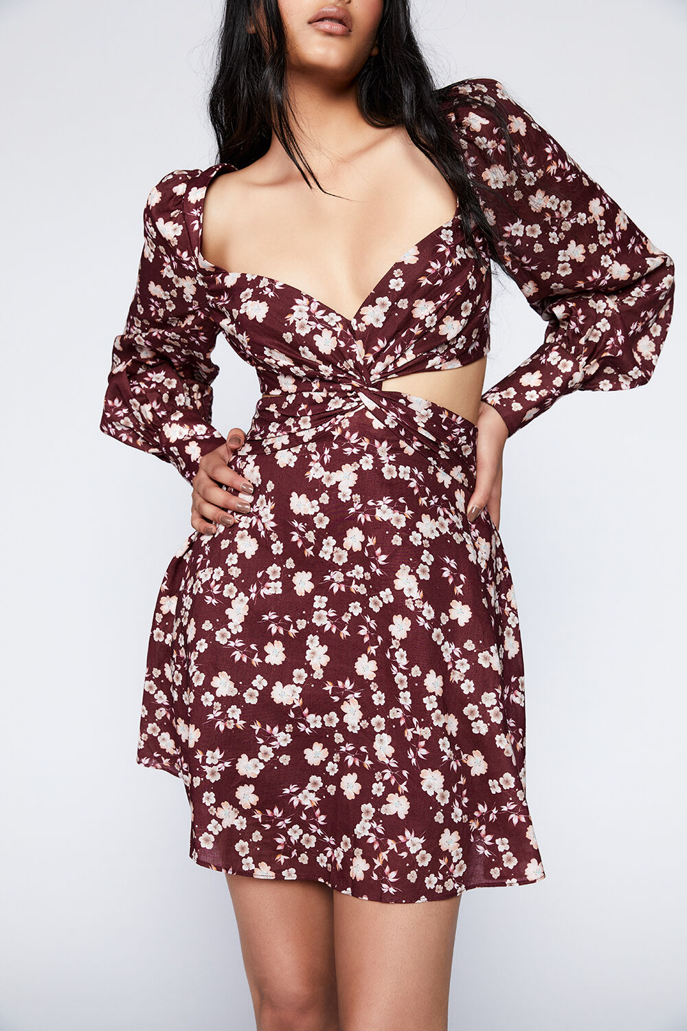 LOGAN FLORAL MINI DRESS in colour DARK GREEN