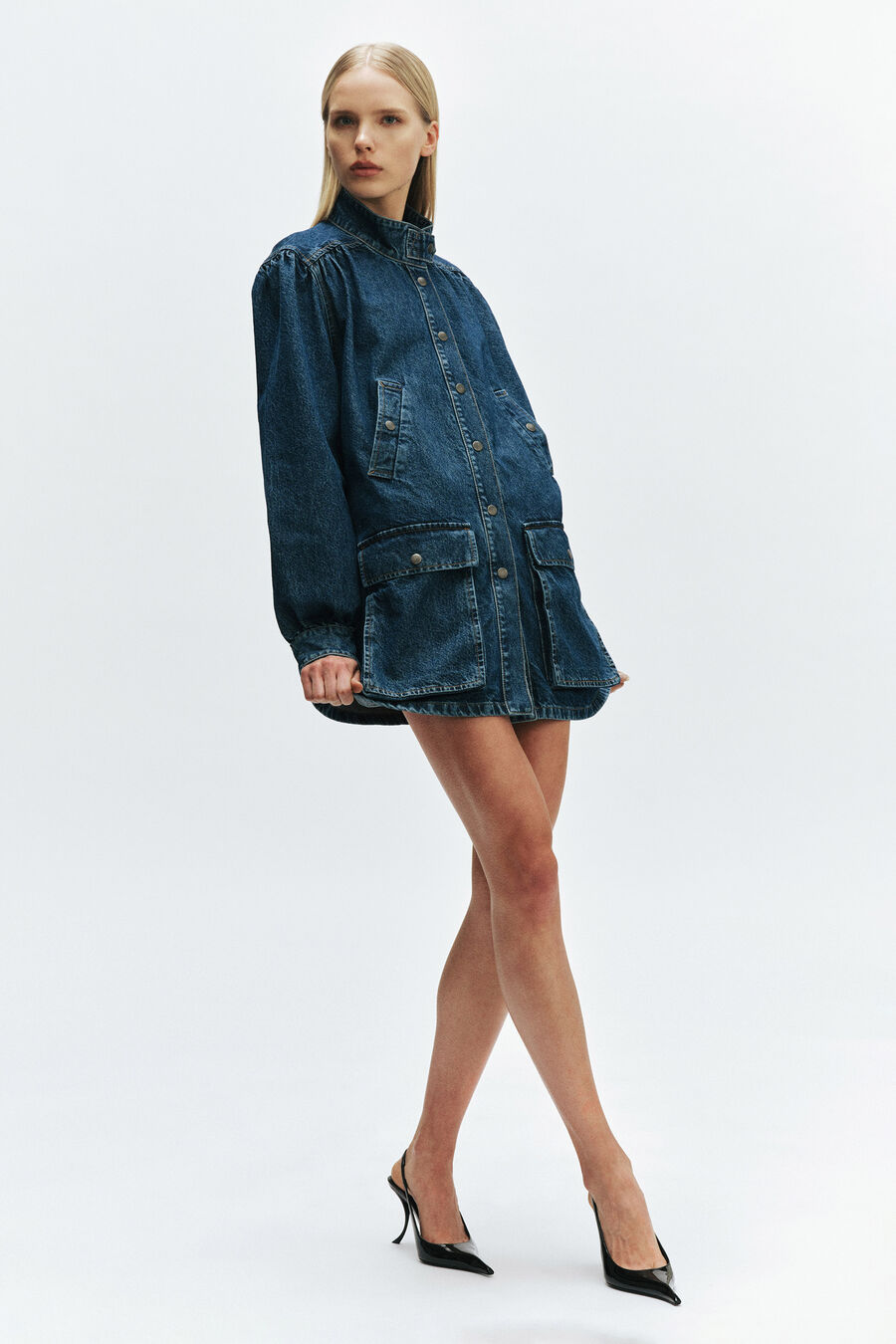 030 Denim Oversized Mini Dress