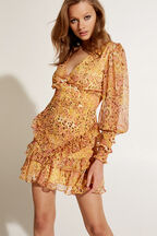 LEOPARD FRILL DRESS in colour WINTER WHITE