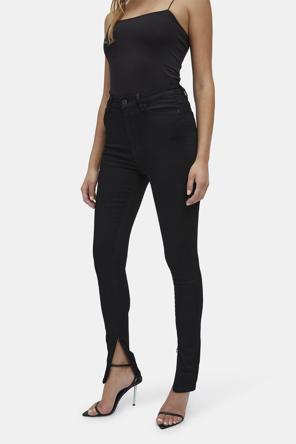 SPLIT HEM JEAN in colour CAVIAR