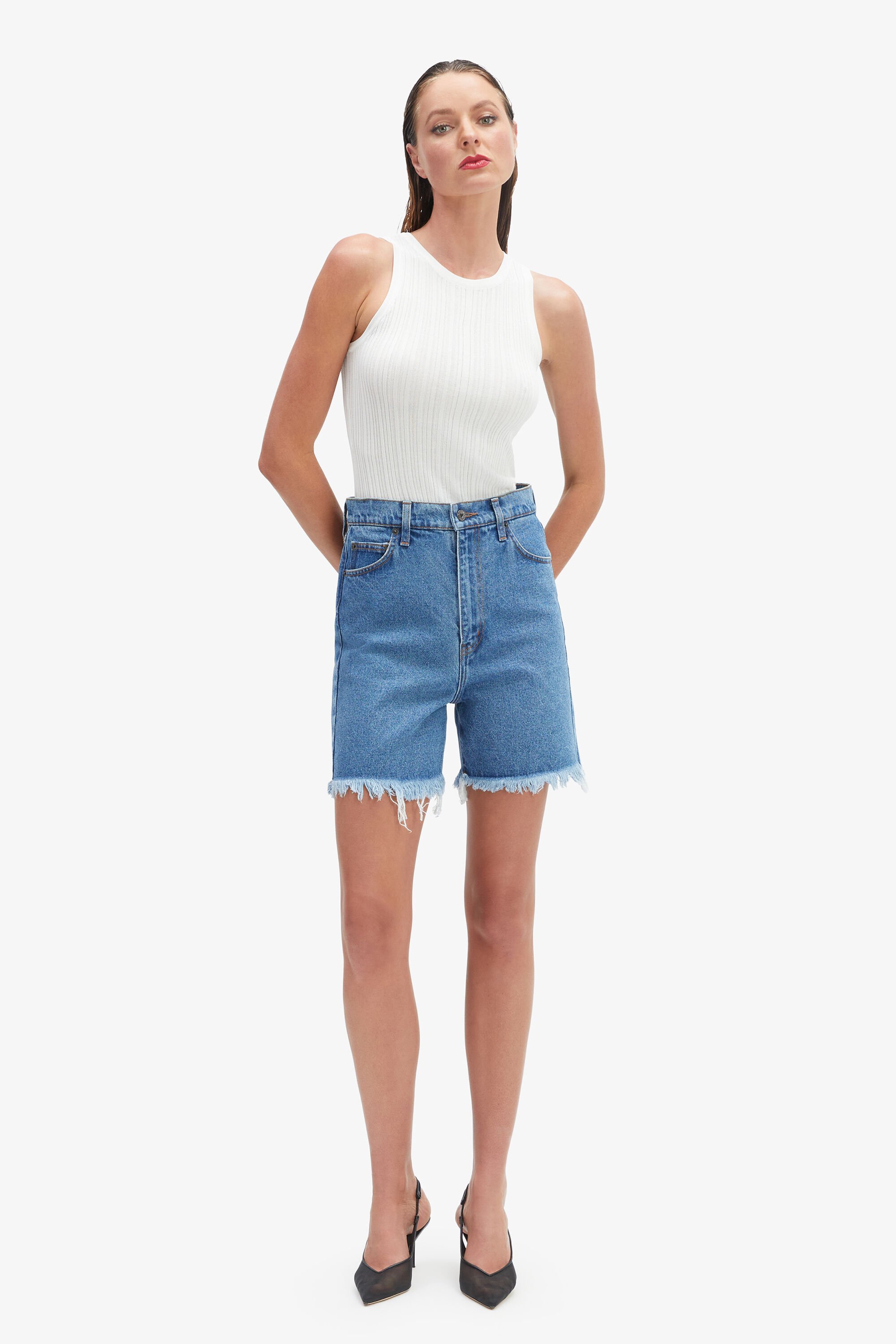 Lea Denim Shorts In Indigo Bardot