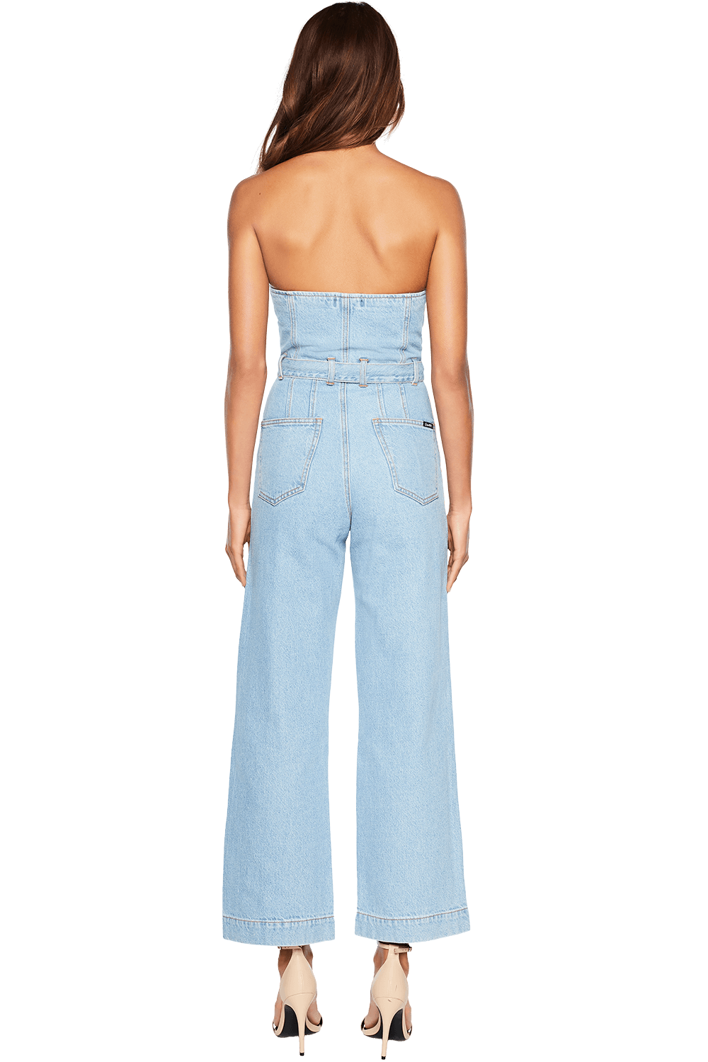 wide leg denim romper