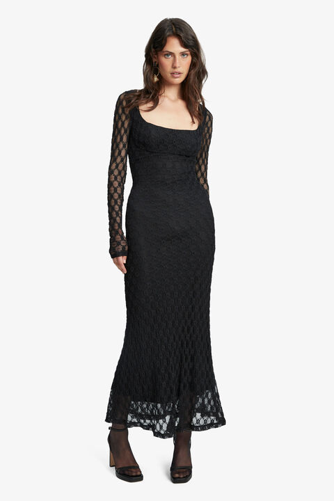 ADONI LACE MIDI DRESS in colour CAVIAR